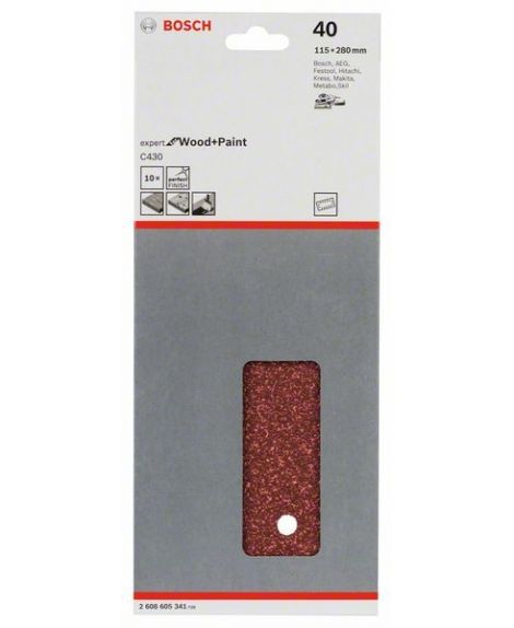 BOSCH Papier ścierny C430, opakowanie 10 szt. 115 x 280 mm, 40