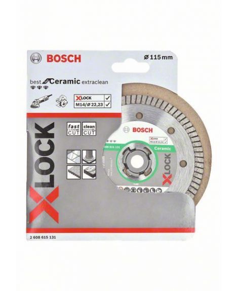 BOSCH Diamentowa tarcza tnąca Best for Ceramic Extraclean Turbo z systemem X-LOCK, 115x22,23x1,4x7 115 x 22,23 x 1,4 x 7 mm