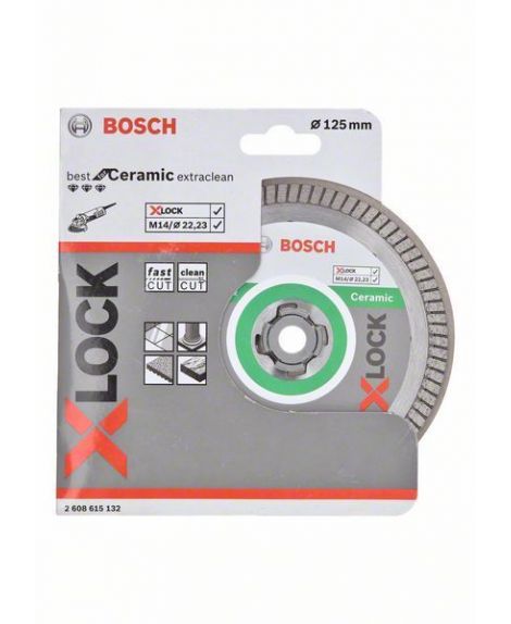 BOSCH Diamentowa tarcza tnąca Best for Ceramic Extraclean Turbo z systemem X-LOCK, 125x22,23x1,4x7 125 x 22,23 x 1,4 x 7 mm