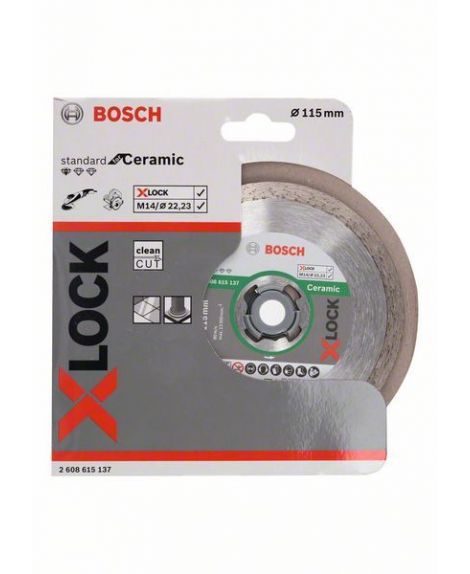 BOSCH Diamentowa tarcza tnąca Standard for Ceramic z systemem X-LOCK, 115x22,23x1,6x7 115 x 22,23 x 1,6 x 7 mm