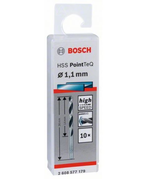 BOSCH Wiertło spiralne HSS PointTeQ 1,1 mm