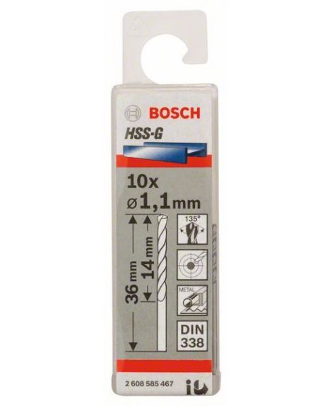 BOSCH Wiertła do metalu HSS-G, DIN 338 1,1 x 14 x 36 mm