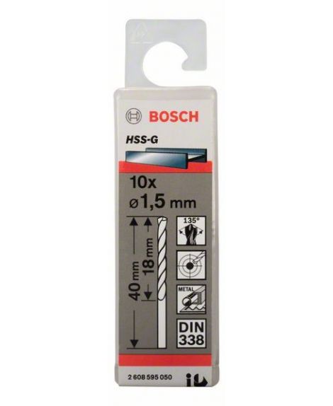 BOSCH Wiertła do metalu HSS-G, DIN 338 1,5 x 18 x 40 mm