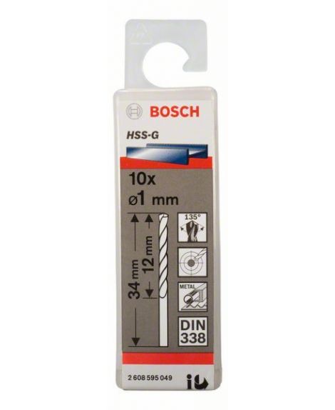 BOSCH Wiertła do metalu HSS-G, DIN 338 1 x 12 x 34 mm