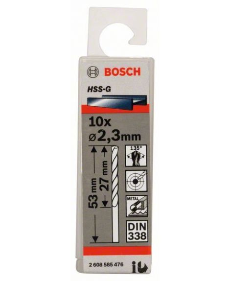 BOSCH Wiertła do metalu HSS-G, DIN 338 2,3 x 27 x 53 mm