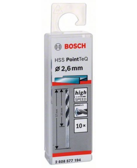 BOSCH Wiertło spiralne HSS PointTeQ 2,6 mm