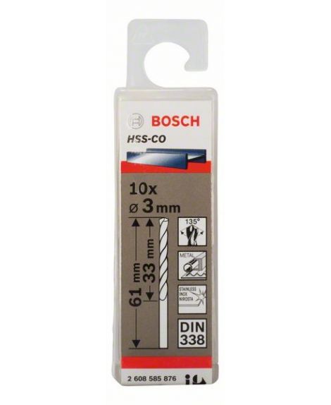 BOSCH Wiertła do metalu HSS-Co, DIN 338 3 x 33 x 61 mm