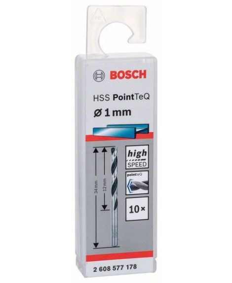 BOSCH Wiertło spiralne HSS PointTeQ 1,0 mm