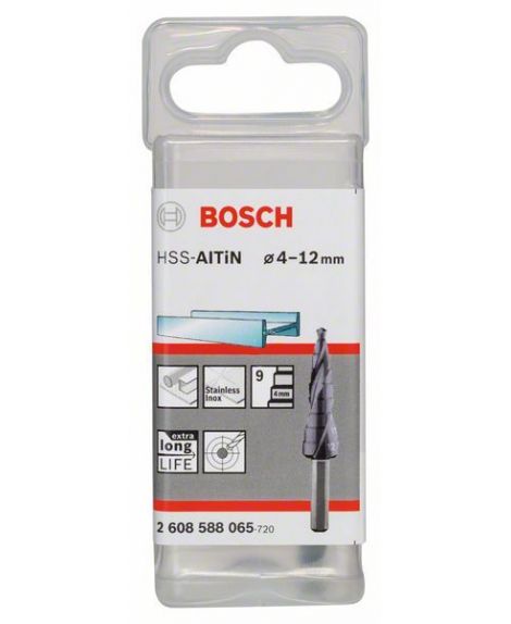 BOSCH Wiertła stopniowe HSS-AlTiN 4 - 12 mm, 6,0 mm, 66,5 mm