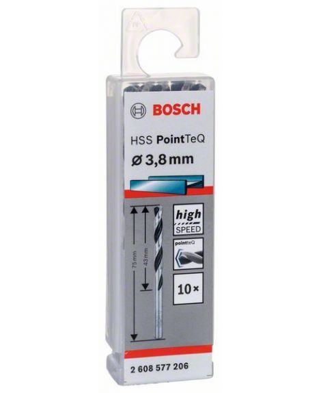 BOSCH Wiertło spiralne HSS PointTeQ 3,8 mm