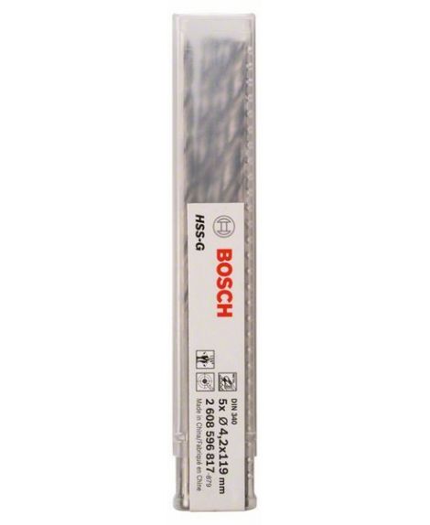 BOSCH Wiertła do metalu HSS-G, DIN 340 4,2 x 78 x 119 mm