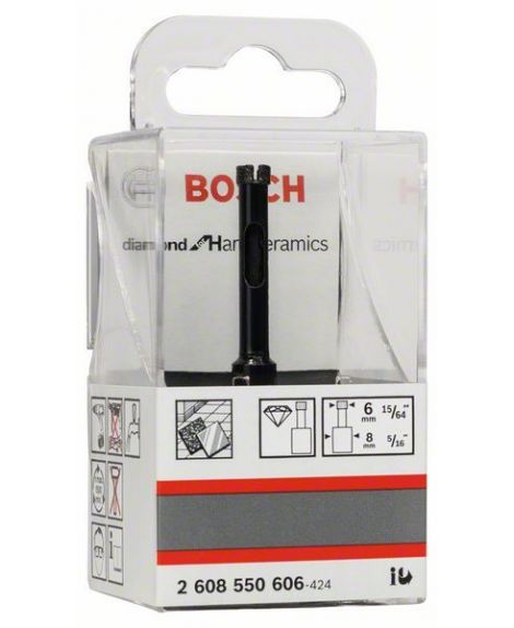 BOSCH Wiertła diamentowe do pracy na mokro Diamond for Hard Ceramics 6 x 35 mm