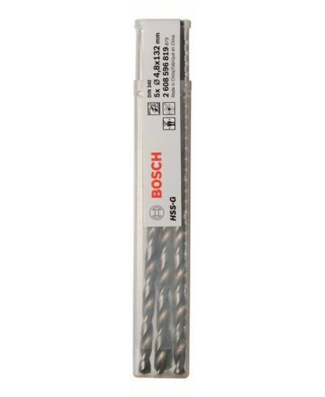 BOSCH Wiertła do metalu HSS-G, DIN 340 4,8 x 87 x 132 mm