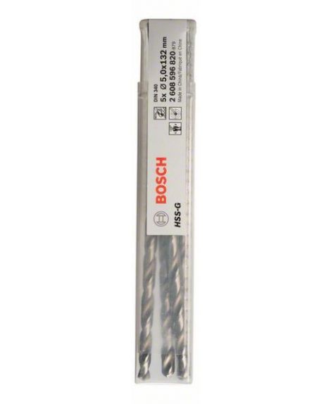 BOSCH Wiertła do metalu HSS-G, DIN 340 5 x 87 x 132 mm