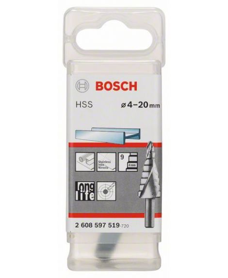 BOSCH Wiertła stopniowe ze stali HSS 4 - 20 mm, 8,0 mm, 70,5 mm