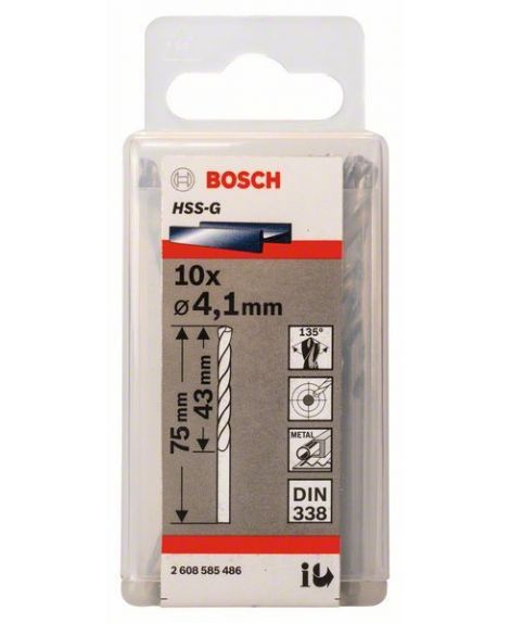 BOSCH Wiertła do metalu HSS-G, DIN 338 4,1 x 43 x 75 mm