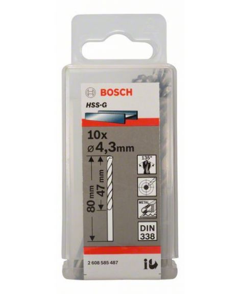 BOSCH Wiertła do metalu HSS-G, DIN 338 4,3 x 47 x 80 mm