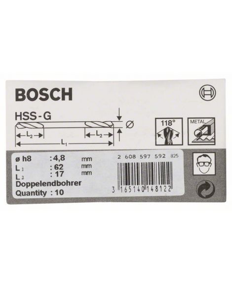 BOSCH Wiertła dwustronne 4,8 x 17 x 62 mm