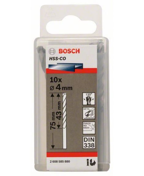 BOSCH Wiertła do metalu HSS-Co, DIN 338 4 x 43 x 75 mm