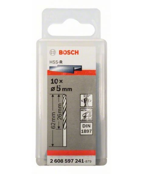 BOSCH Wiertła do blach HSS-R, DIN 1897 5 x 26 x 62 mm