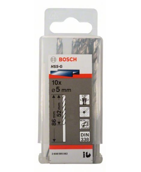 BOSCH Wiertła do metalu HSS-G, DIN 338 5 x 52 x 86 mm