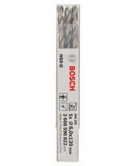 BOSCH Wiertła do metalu HSS-G, DIN 340 6 x 91 x 139 mm