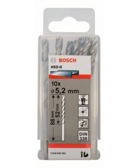 BOSCH Wiertła do metalu HSS-G, DIN 338 5,2 x 52 x 86 mm