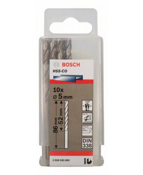 BOSCH Wiertła do metalu HSS-Co, DIN 338 5 x 52 x 86 mm