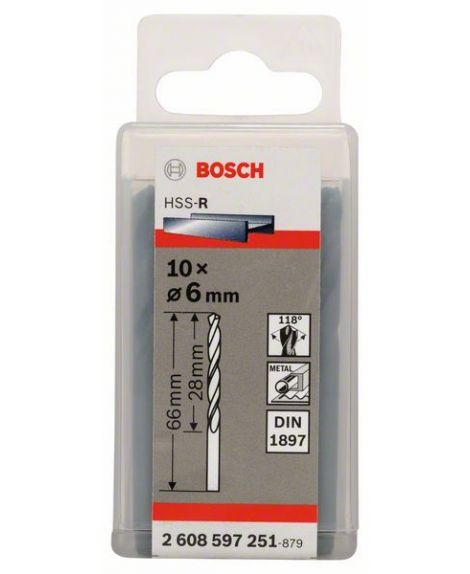 BOSCH Wiertła do blach HSS-R, DIN 1897 6 x 28 x 66 mm