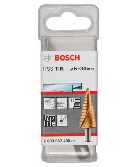 BOSCH Wiertło stopniowe, stal szybkotnąca HSS-TiN 6 - 30 mm, 10,0 mm, 93,5 mm