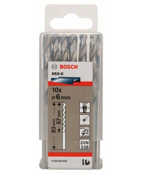 BOSCH Wiertła do metalu HSS-G, DIN 338 6 x 57 x 93 mm