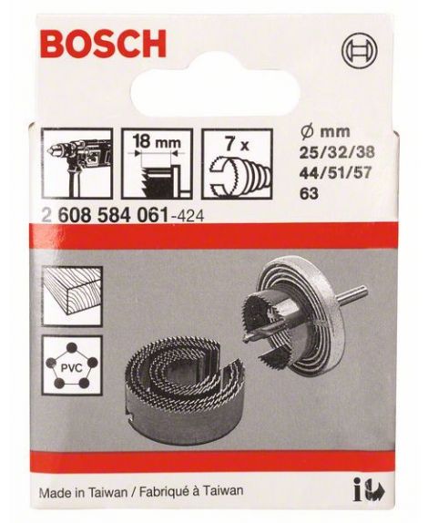 BOSCH 7-częściowy zestaw wieńców tnących 25- 32- 38- 44- 51- 57- 63 mm