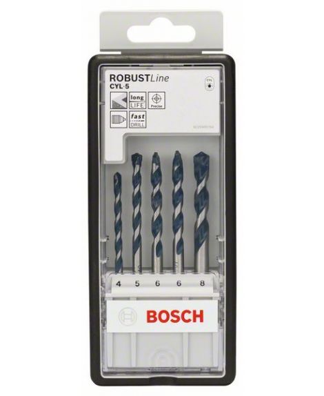 BOSCH 5-częściowy zestaw wierteł do betonu Robust Line CYL-5 4- 5- 6- 6- 8 mm