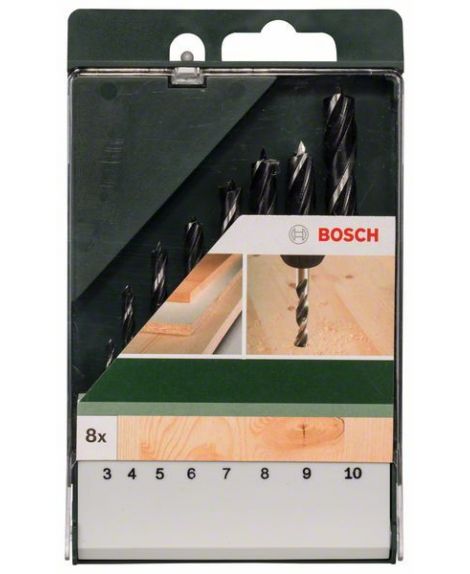 BOSCH 8-częściowy zestaw wierteł spiralnych do drewna 3,0- 4,0- 5,0- 6,0- 7,0- 8,0- 9,0- 10,0 mm