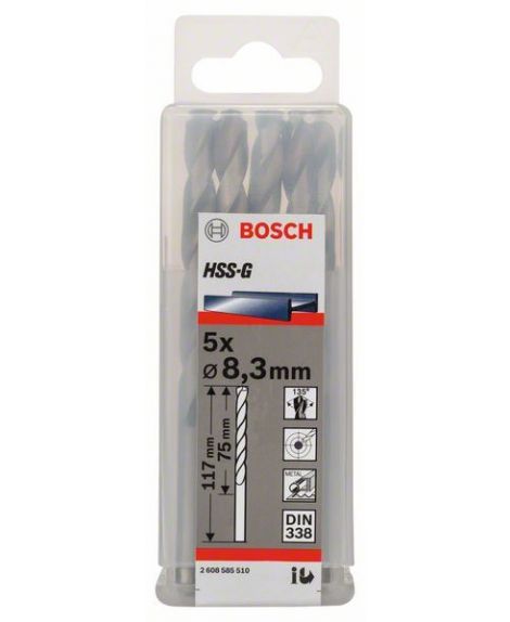 BOSCH Wiertła do metalu HSS-G, DIN 338 8,3 x 75 x 117 mm