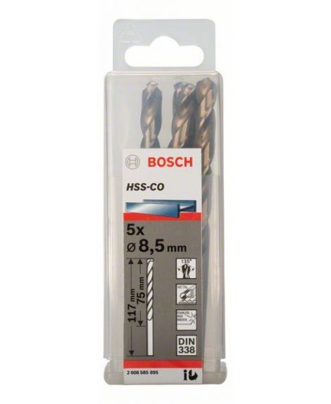 BOSCH Wiertła do metalu HSS-Co, DIN 338 8,5 x 75 x 117 mm