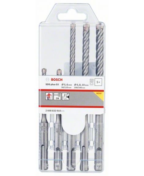 BOSCH 5-częściowy zestaw wierteł do młotów SDS plus-5X 5- 6- 6- 8- 10 mm