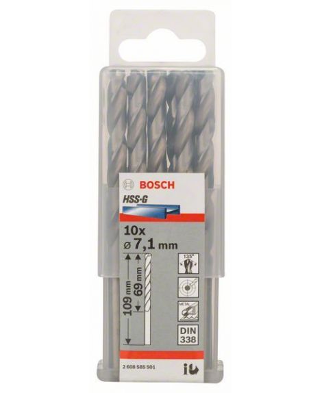 BOSCH Wiertła do metalu HSS-G, DIN 338 7,1 x 69 x 109 mm