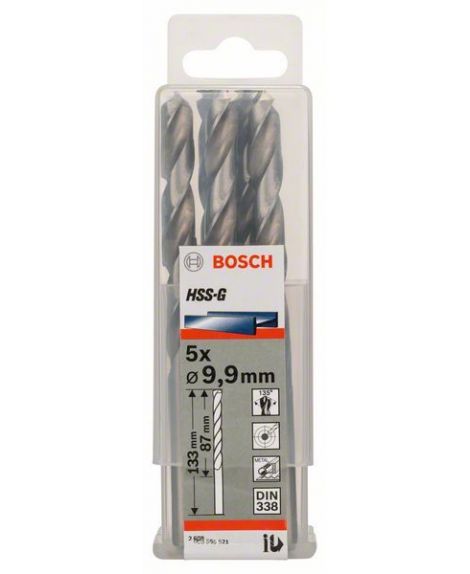 BOSCH Wiertła do metalu HSS-G, DIN 338 9,9 x 87 x 133 mm