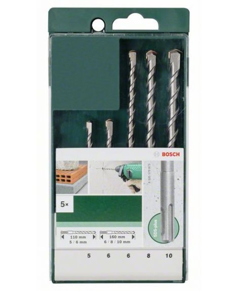 BOSCH 5-częściowy zestaw wierteł do młotów SDS plus 5,0x110- 6,0x110- 6,0x160- 8,0x160- 10,0x160 mm