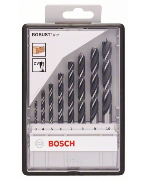 BOSCH 8-częściowy zestaw wierteł spiralnych do drewna Robust Line 3- 4- 5- 6- 7- 8- 9- 10 mm