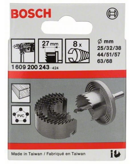 BOSCH 8-częściowy zestaw wieńców tnących 25- 32- 38- 44- 51- 57- 63- 68 mm