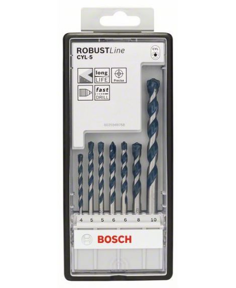 BOSCH 7-częściowy zestaw wierteł do betonu Robust Line CYL-5 4- 5- 5- 6- 6- 8- 10 mm