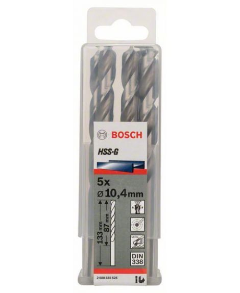 BOSCH Wiertła do metalu HSS-G, DIN 338 10,4 x 87 x 133 mm