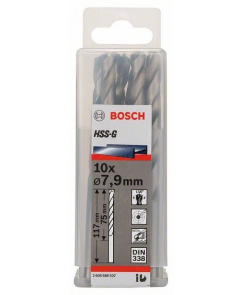 BOSCH Wiertła do metalu HSS-G, DIN 338 7,9 x 75 x 117 mm