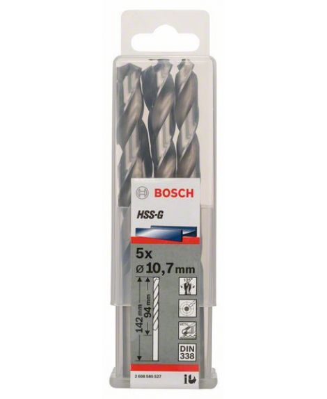 BOSCH Wiertła do metalu HSS-G, DIN 338 10,7 x 94 x 142 mm