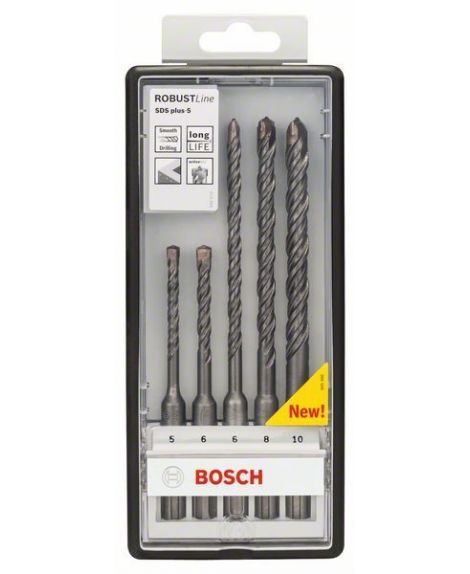 BOSCH 5-częściowy zestaw wierteł do młotów SDS plus-5 Robust Line Ø 5,6 x 115mm, 6,8,10 x 165mm