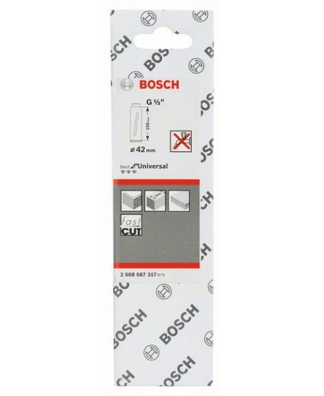 BOSCH Diamentowa koronka wiertnicza do pracy na sucho G 1_2" 42 mm, 150 mm, 3 segmenty, 7 mm