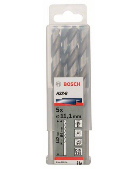 BOSCH Wiertła do metalu HSS-G, DIN 338 11,1 x 94 x 142 mm