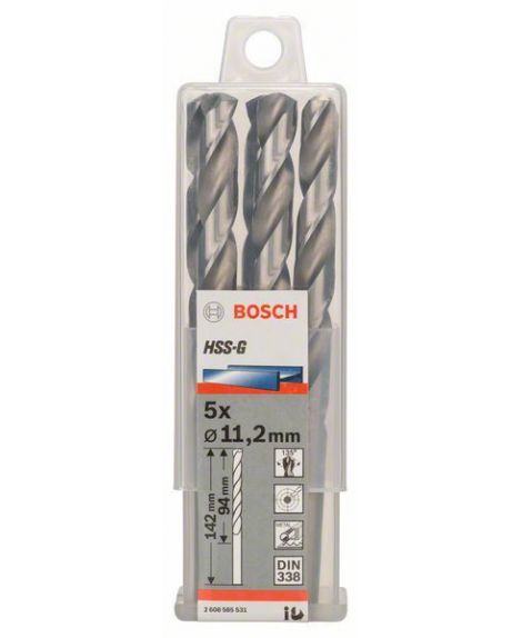 BOSCH Wiertła do metalu HSS-G, DIN 338 11,2 x 94 x 142 mm